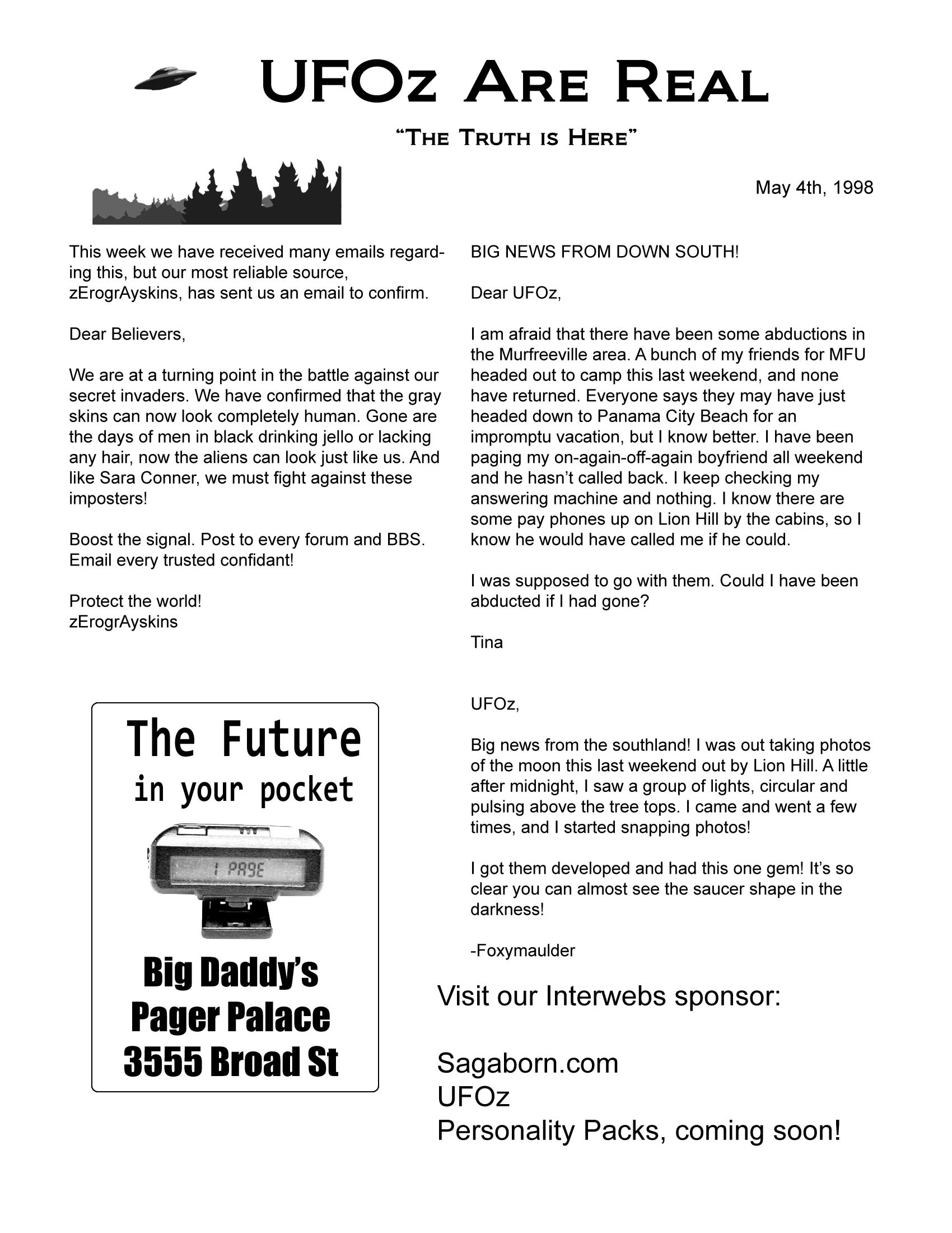 ufoz newsletter july1998